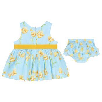 Baby Girls Blue Floral Dress Set