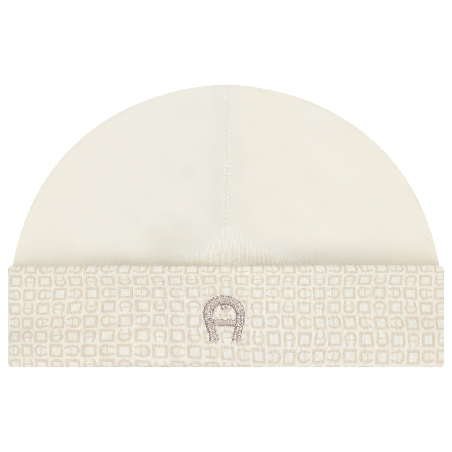 Ivory & Beige Logo Baby Hat, 1, hi-res