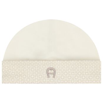 Ivory & Beige Logo Baby Hat