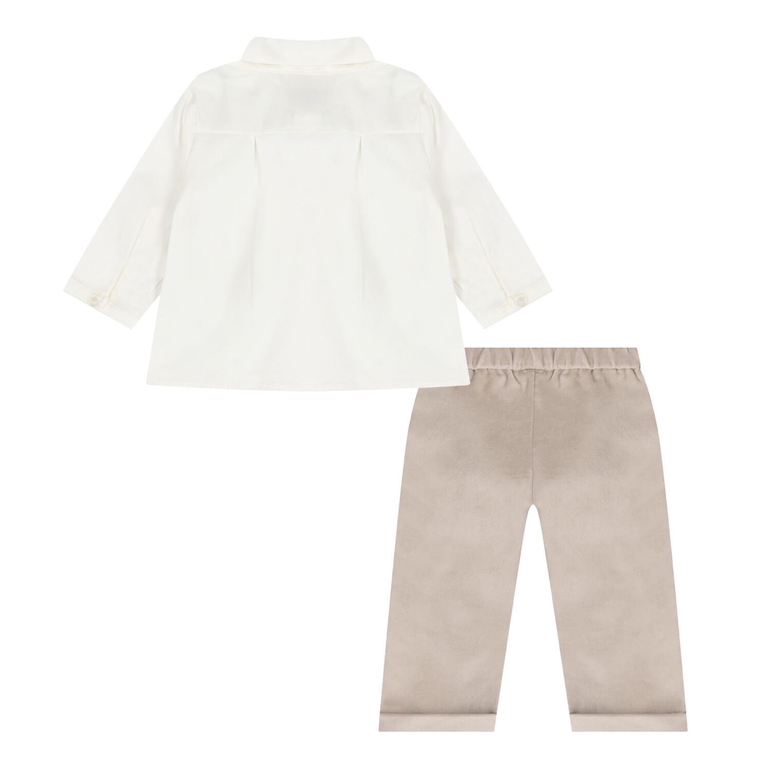 Baby Boys White & Beige Waistcoat Suit, 1, hi-res