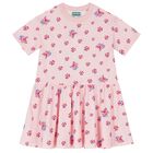 Girls Pink Floral Logo Dress, 1, hi-res