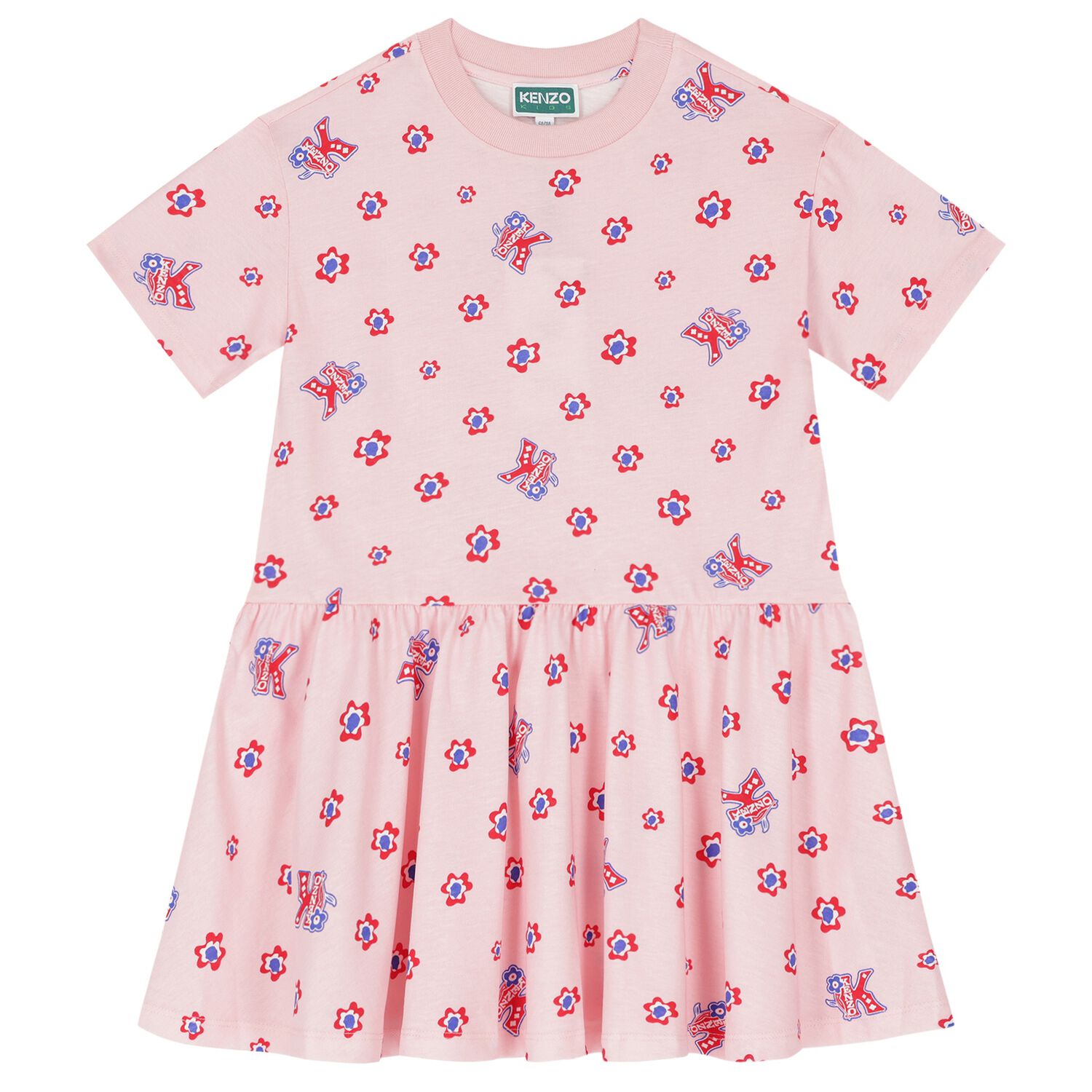 Girls Pink Floral Logo Dress, 1, hi-res