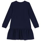 Girls Navy Blue Polo Bear Dress, 1, hi-res