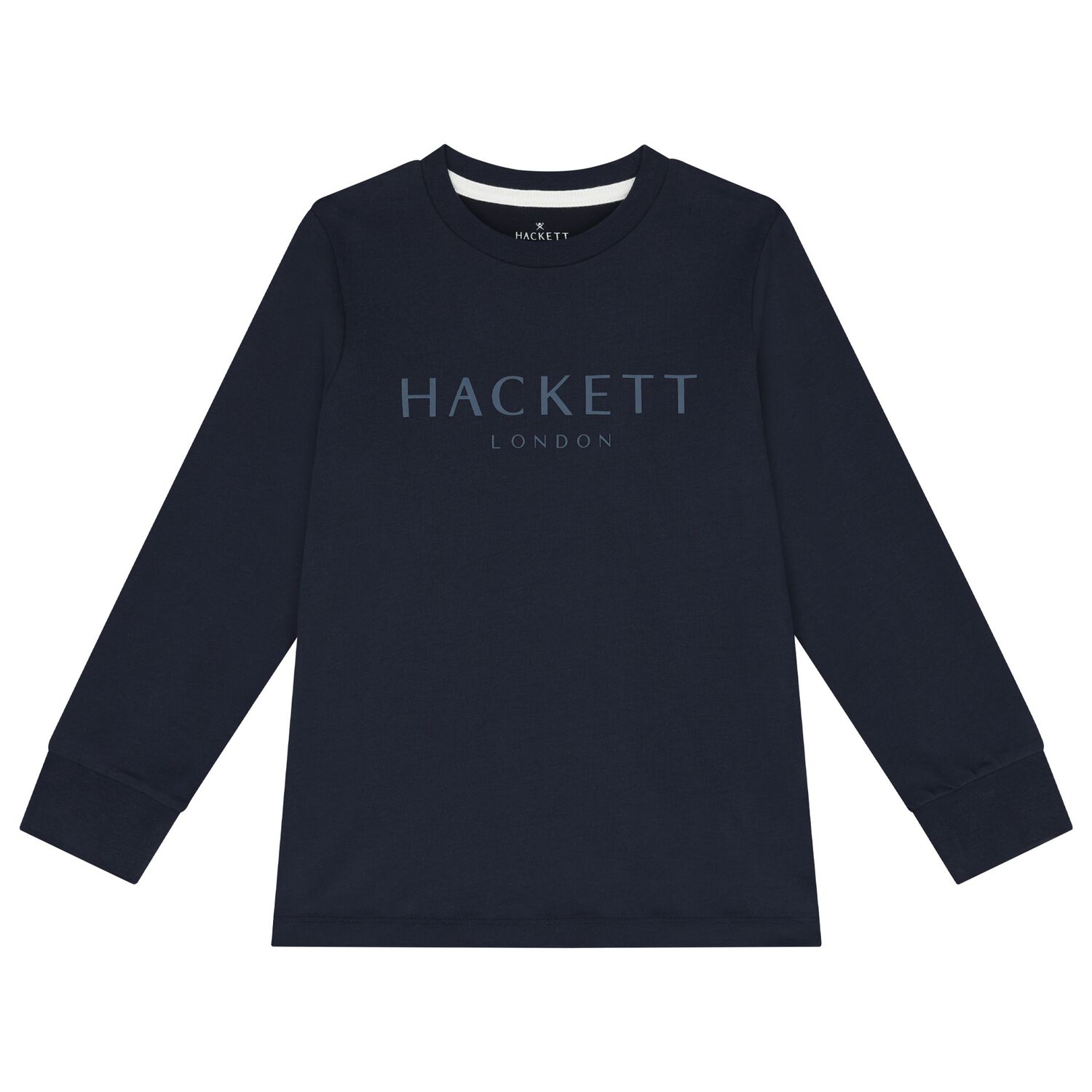 Boys Navy Blue Logo Long Sleeve Top, 3, hi-res