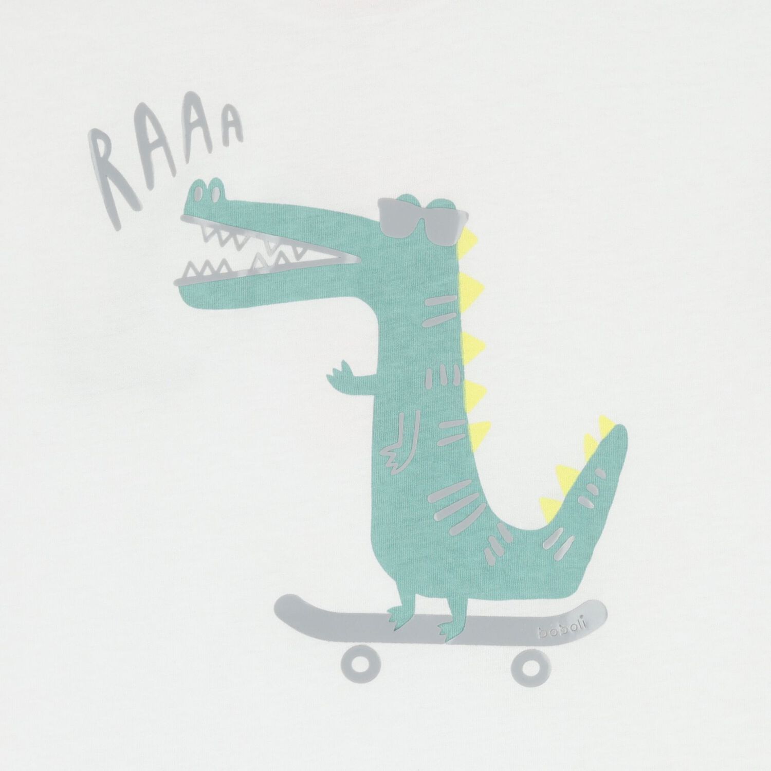 Boys White Crocodile T-Shirt, 1, hi-res