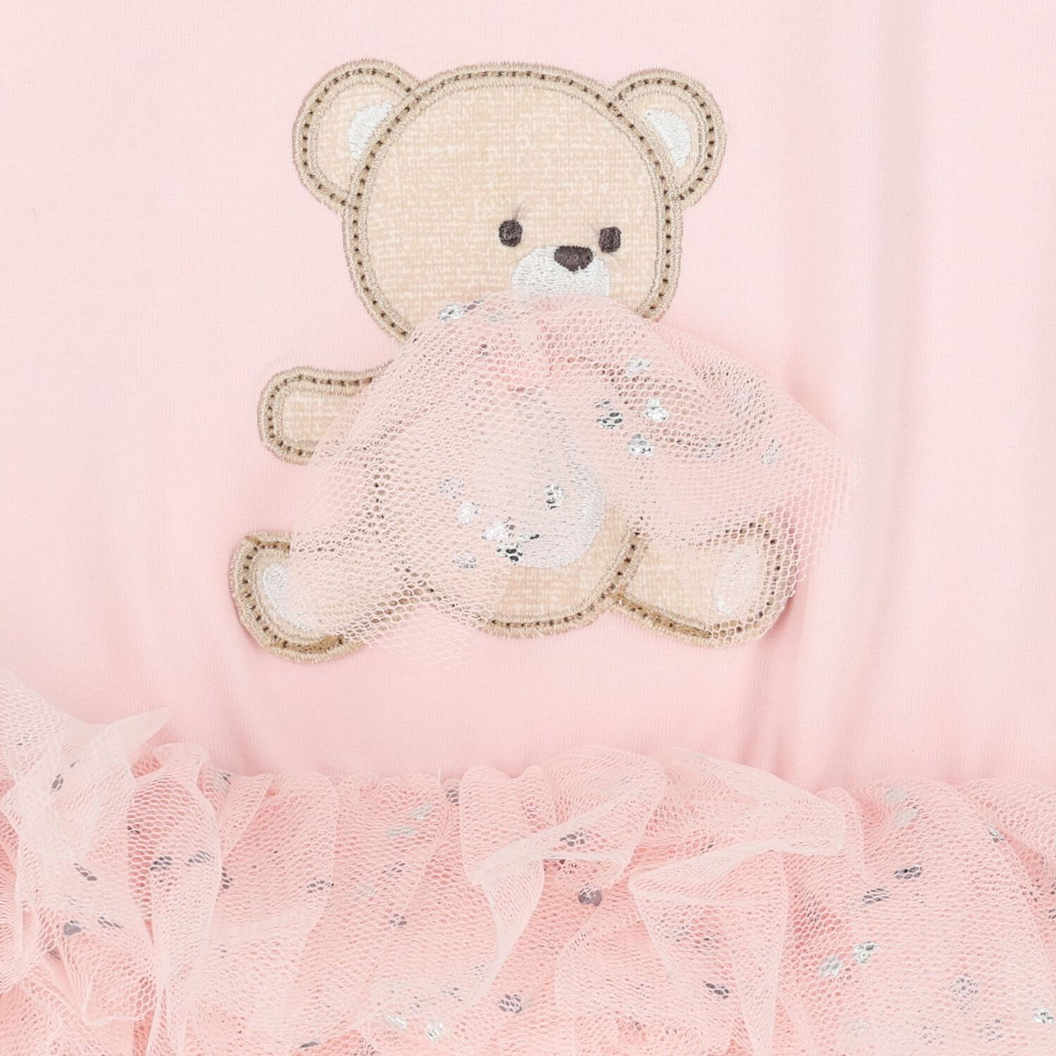 Baby Girls Pink Teddy Bear Bodysuit Dress Set, 2, hi-res