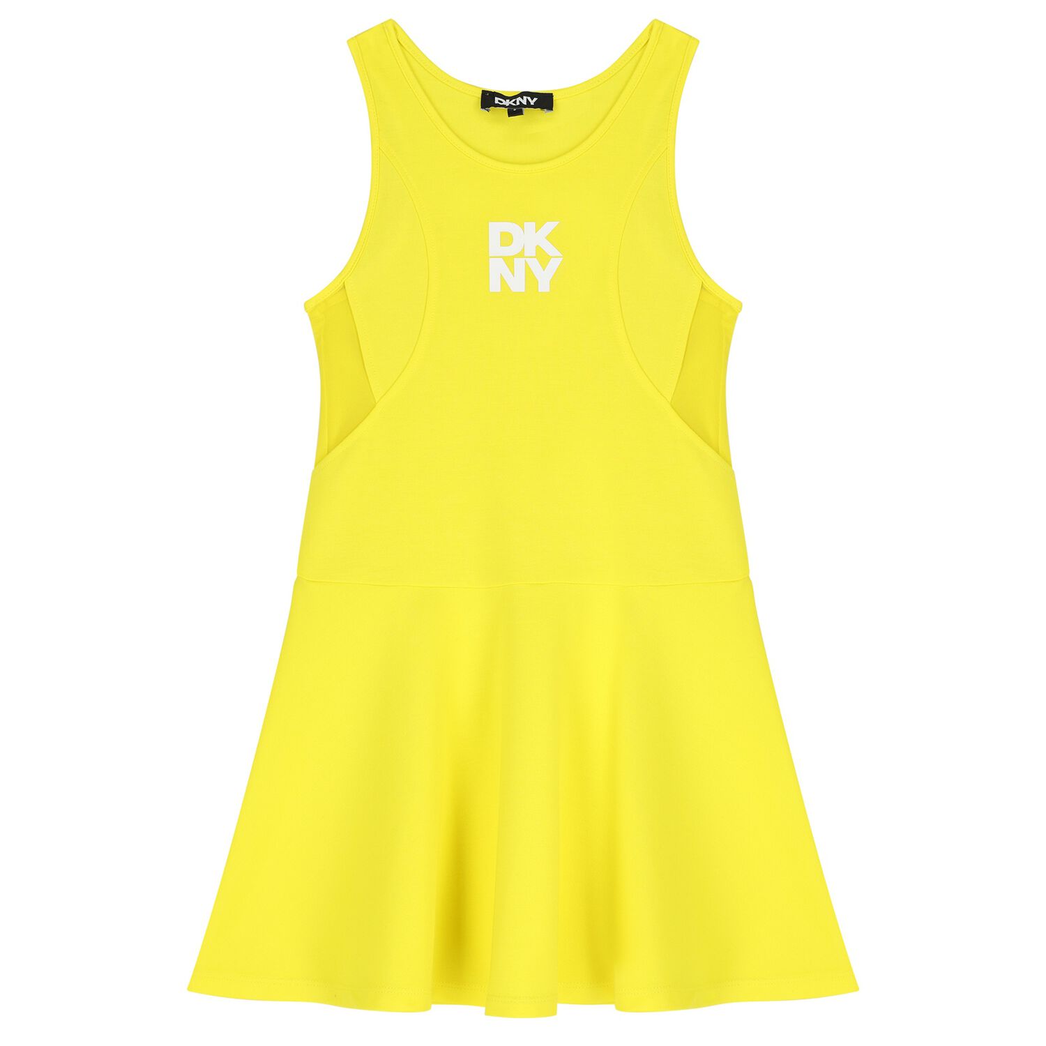 Girls Yellow Logo Sleeveles Dress, 1, hi-res