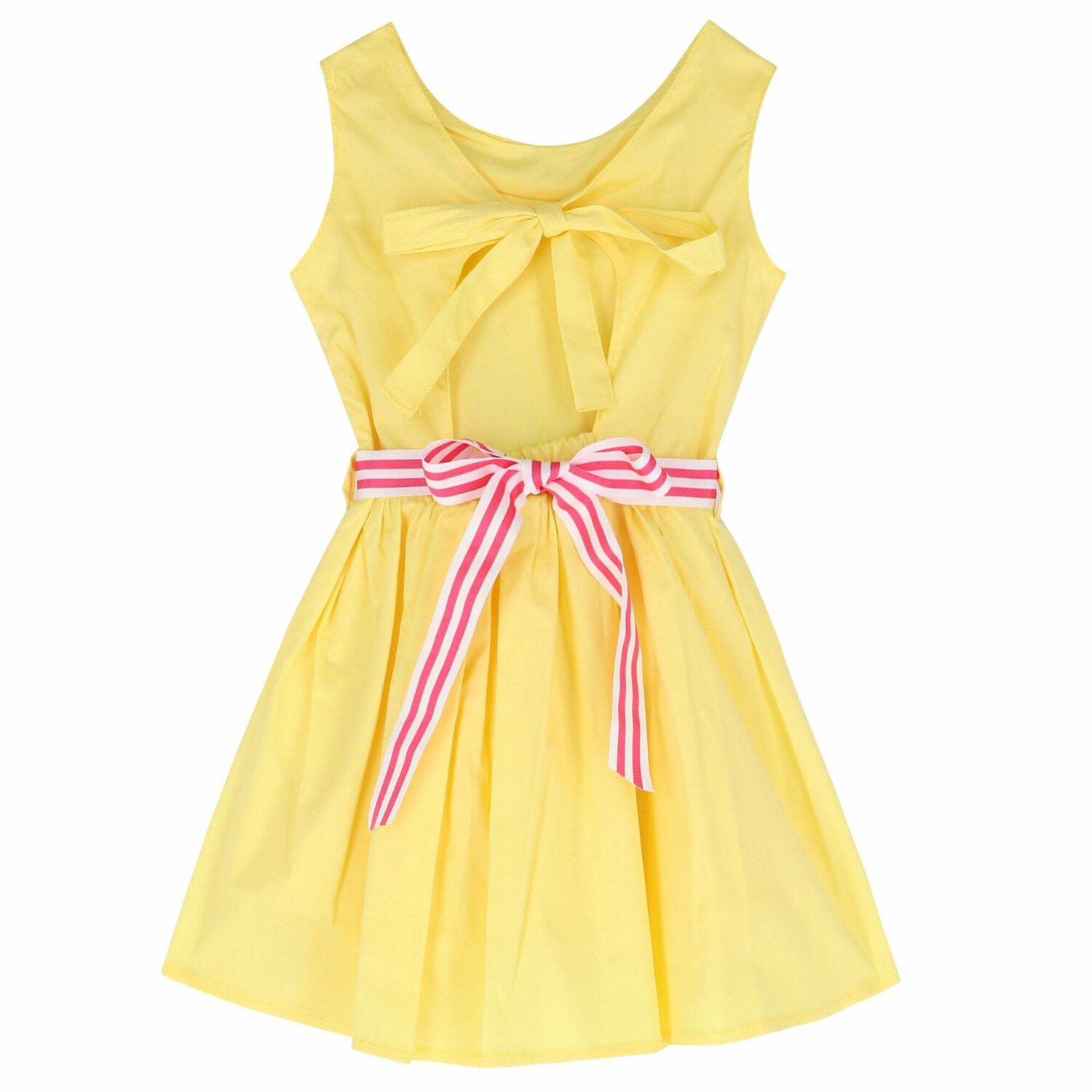 Girls Yellow Sleeveless Dress, 1, hi-res