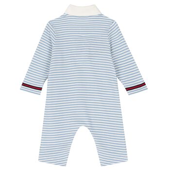 Baby Boys Ivory & Blue Striped Romper