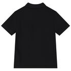 Boys Black Logo Polo Shirt, 1, hi-res