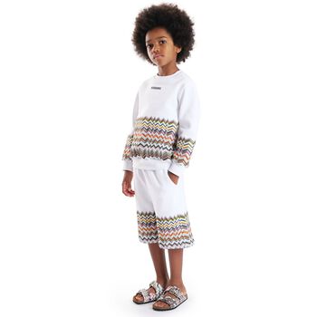 Boys White Logo Zig Zag Shorts