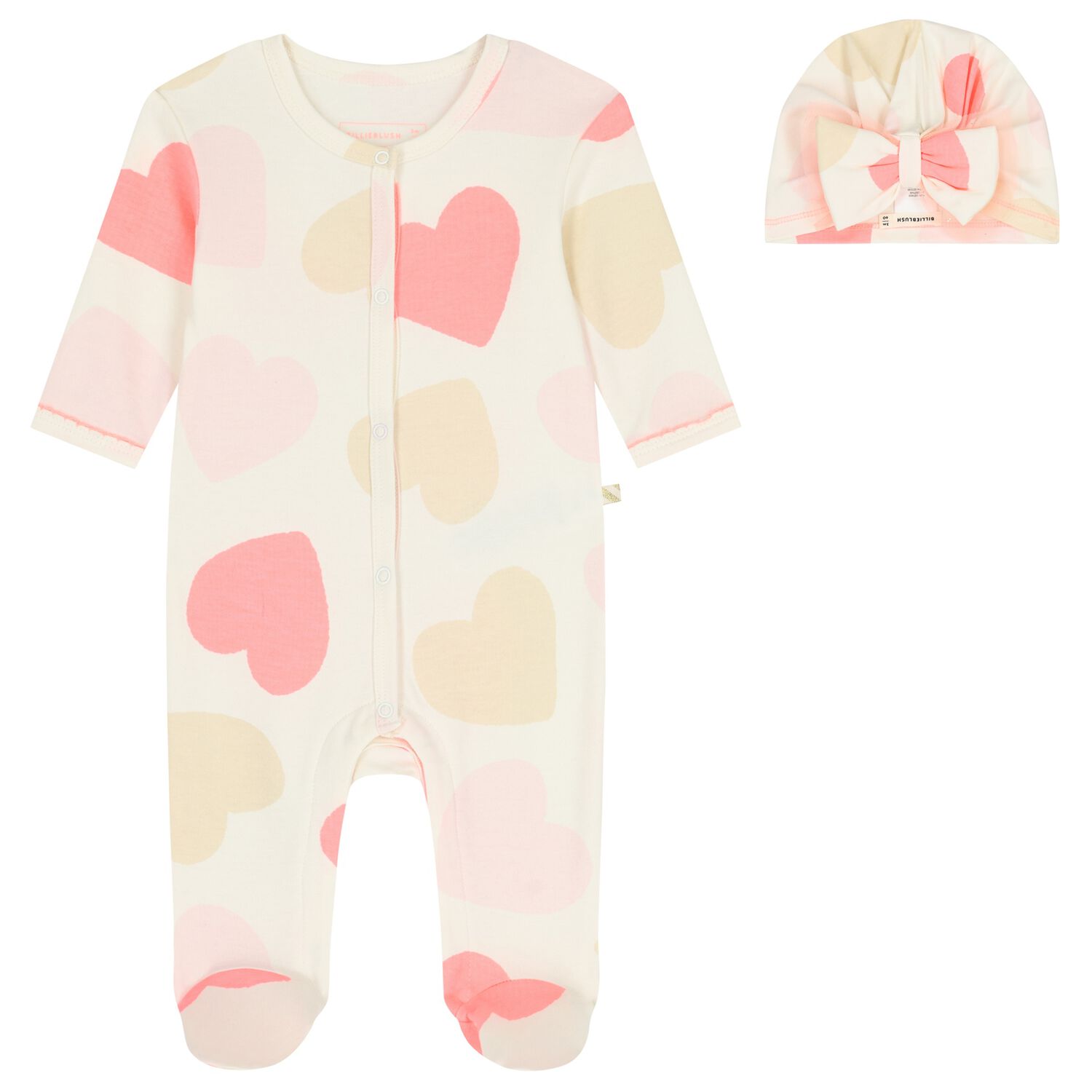 Baby Girls Ivory & Pink Heart Babygrow Gift Set, 1, hi-res