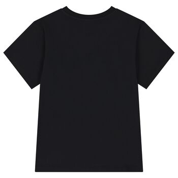 Girls Black Teddy Bear Logo T-Shirt