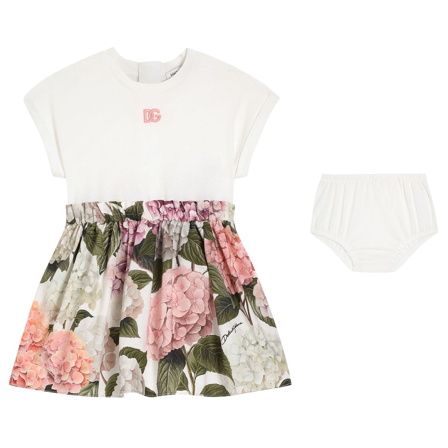 Baby Girls Ivory & Pink Floral Dress Set, 1, hi-res