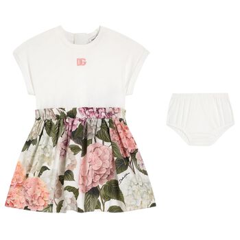 Baby Girls Ivory & Pink Floral Dress Set