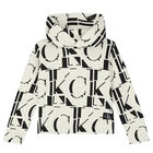 Girls Beige Logo Hooded Top, 1, hi-res