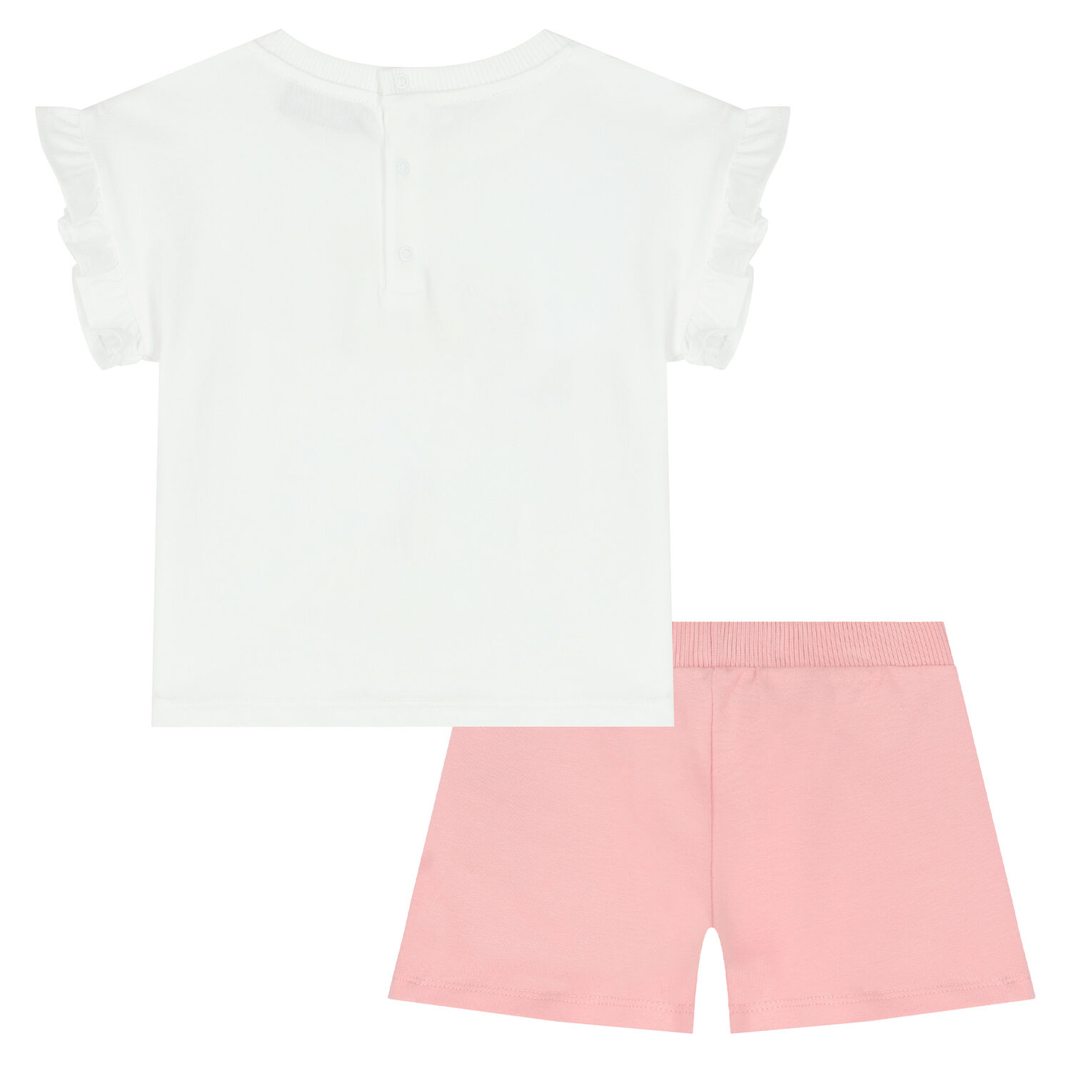 Younger Girls White & Pink Teddy Logo Shorts Set, 1, hi-res