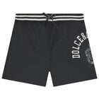 Boys Black Logo Swim Shorts , 1, hi-res