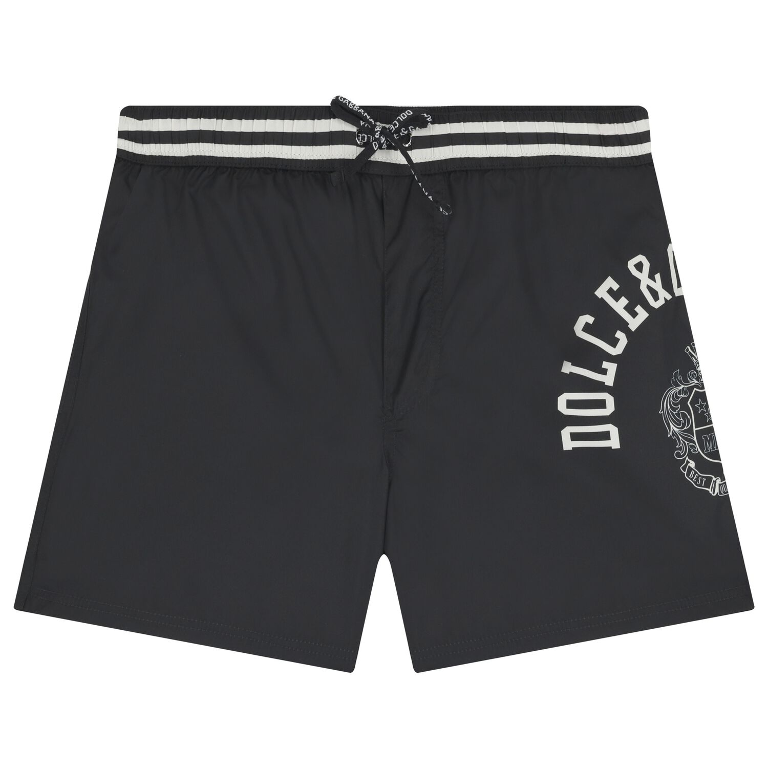 Boys Black Logo Swim Shorts , 1, hi-res