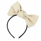 Girls Gold Bow Headband, 1, hi-res