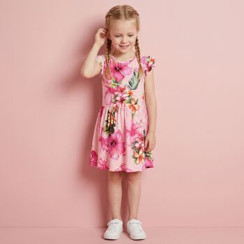 Girls Pink Floral Dress