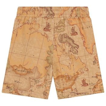 Boys Beige Geo Map Shorts