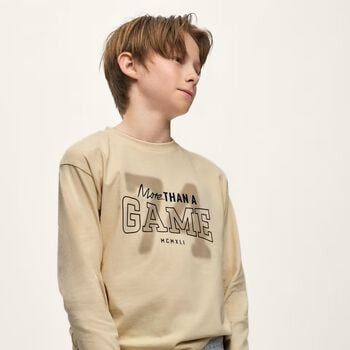 Boys Beige Printed Long Sleeve Top