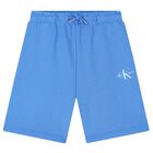 Boys Blue Logo Shorts, 3, hi-res