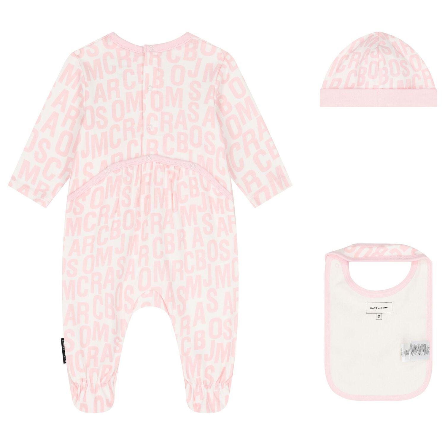 Baby Girls Ivory & Pink Logo Babygrow Gift Set, 1, hi-res