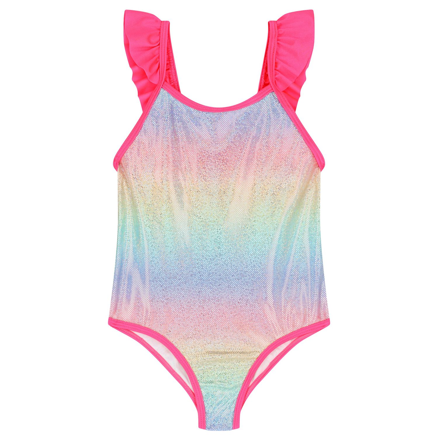 Girls Pink Ruffled Swimsuit, 1, hi-res