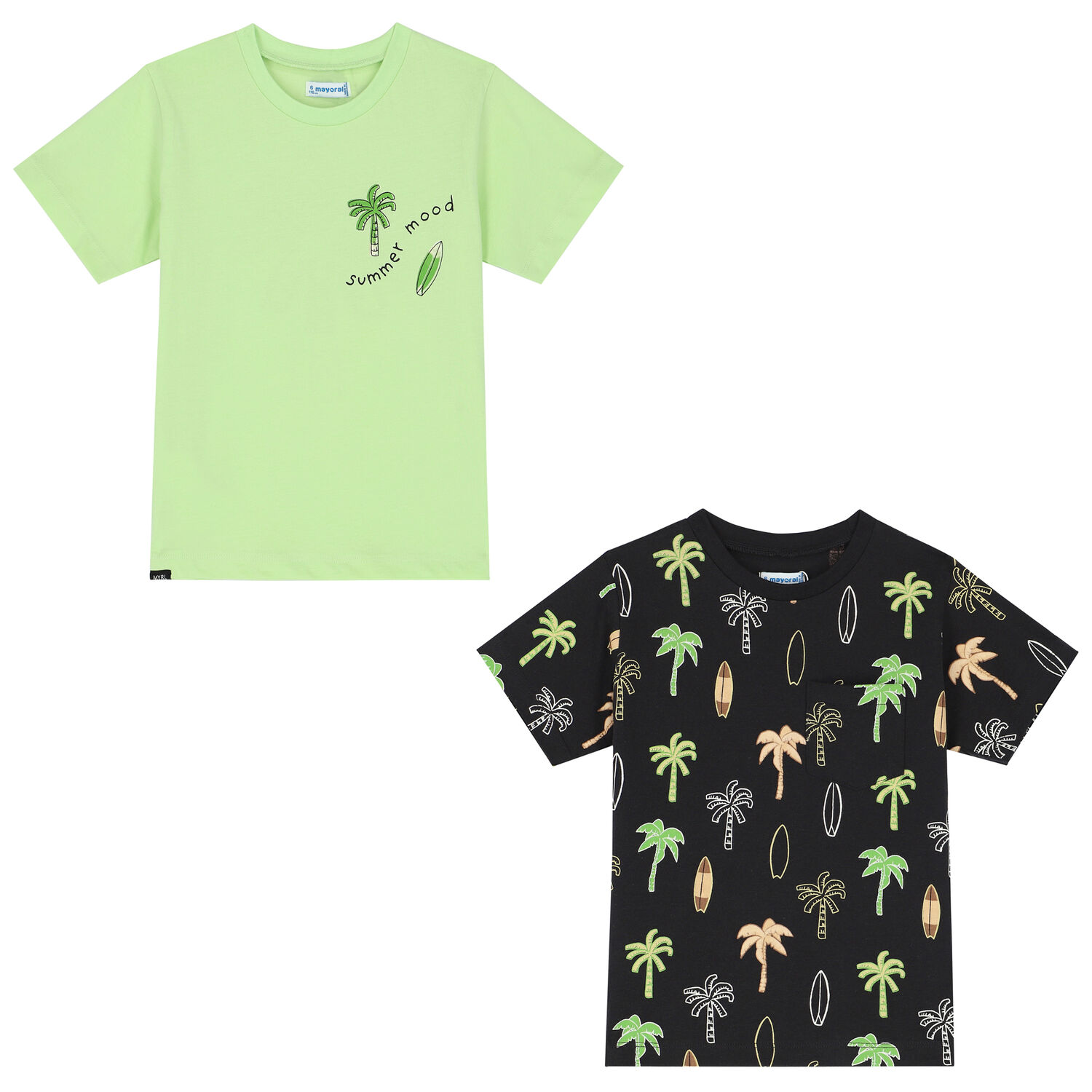 Boys Black & Green Palm Tree T-Shirts ( 2-Pack ), 1, hi-res image number null