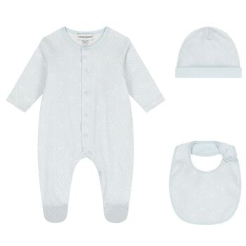 Baby Boys Blue Logo Babygrow Set