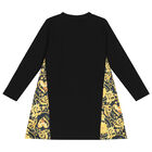 Girls Black & Gold Heart Dress, 1, hi-res