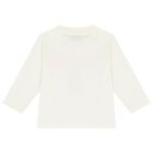 Younger Girls White Logo Long Sleeve Top, 1, hi-res