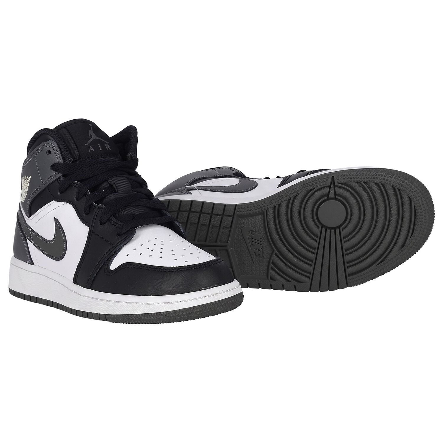 Black, White & Grey Air Jordan 1 Mid Trainers, 9, hi-res