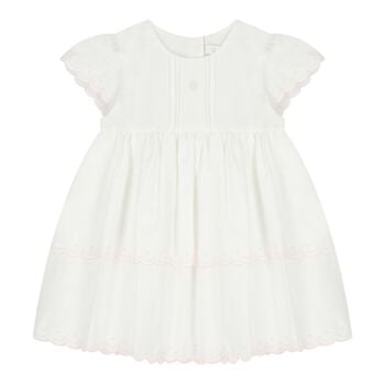 Baby Girls White Embroidered Dress