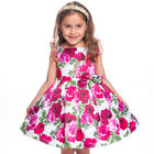 Girls White & Pink Rose Satin Dress, 1, hi-res