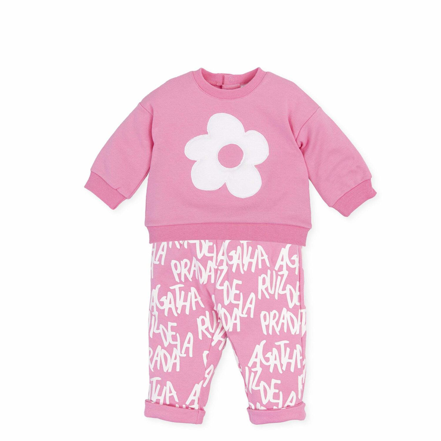 Younger Girls Pink & White Tracksuit, 1, hi-res