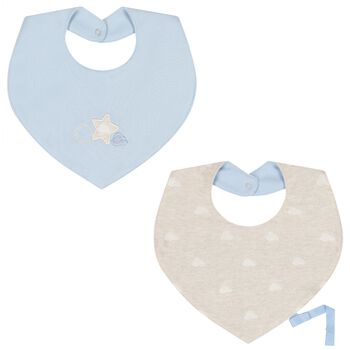Baby Boys Blue & Beige Waterproof Bib Set ( 2-Pack )