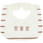 Ivory & Beige Teddy Baby Bibs (2 Pack), 1, hi-res