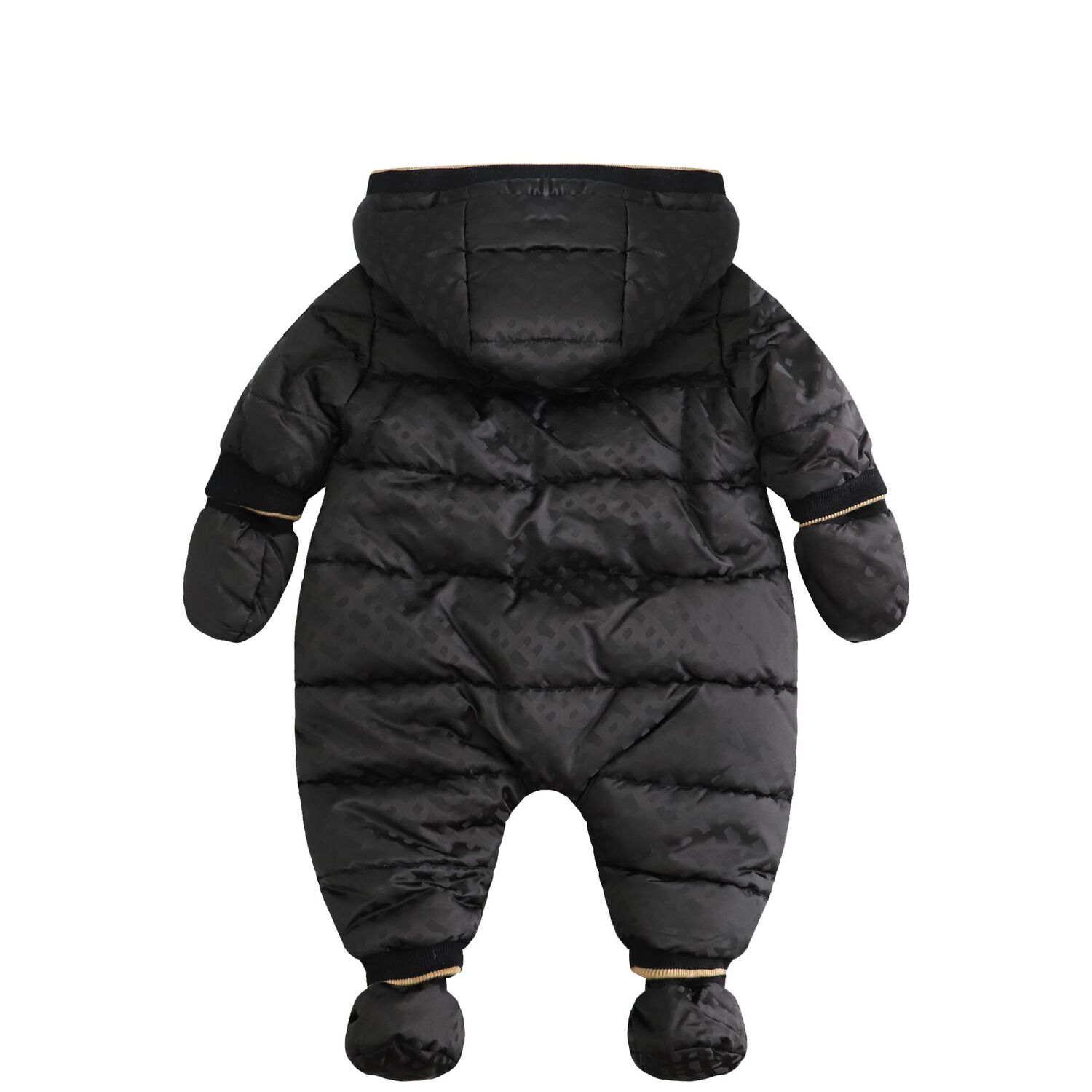 Baby Boys Black Logo Snowsuit, 1, hi-res
