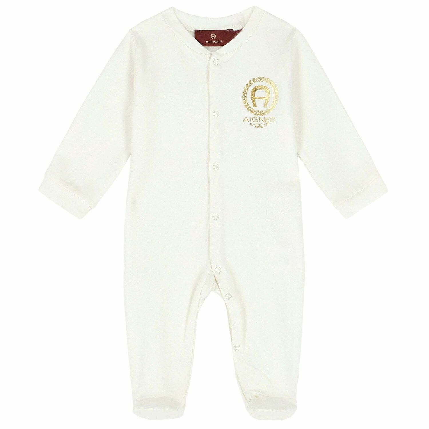 Ivory & Gold Logo Babygrow, 1, hi-res