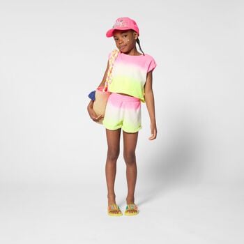 Girls Neon Pink & Neon Yellow Ombre Shorts