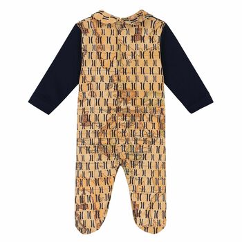 Baby Boys Navy & Beige Geo Map Babygrow