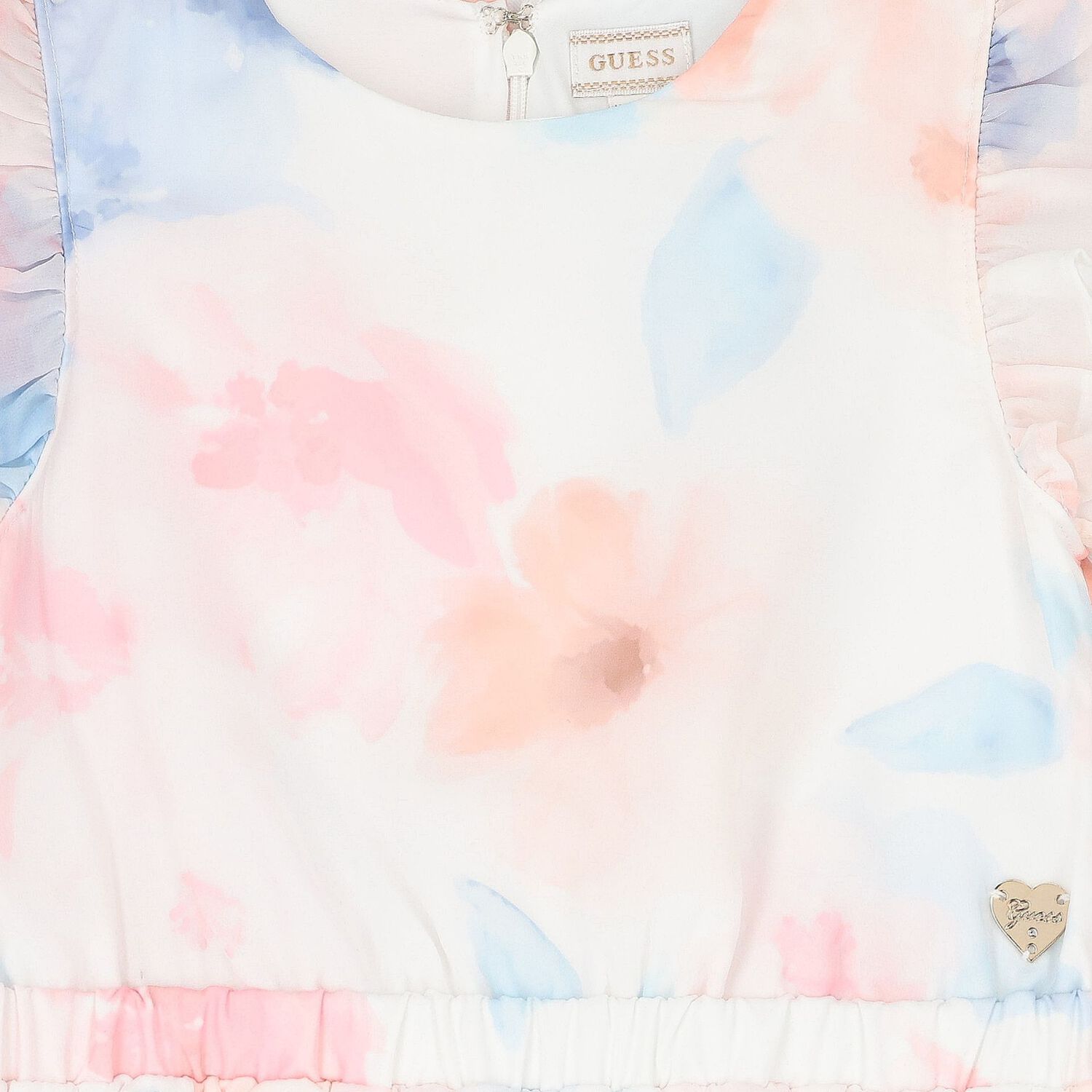 Girls White, Pink & Blue Chiffon Dress, 1, hi-res