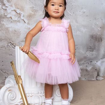 Baby Girls Pink Embellished Tulle Dress Set
