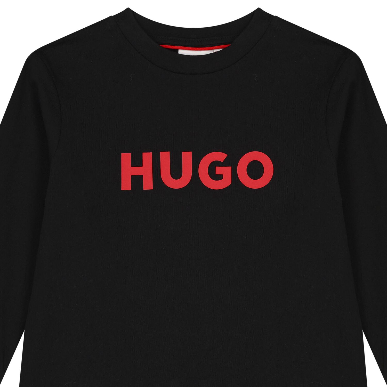 Boys Black Logo Long Sleeve Top, 1, hi-res