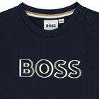 Younger Boys Navy Blue Logo T-Shirt, 3, hi-res