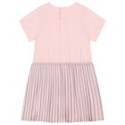 Younger Girls Pink Logo Pleated Dress, 1, hi-res