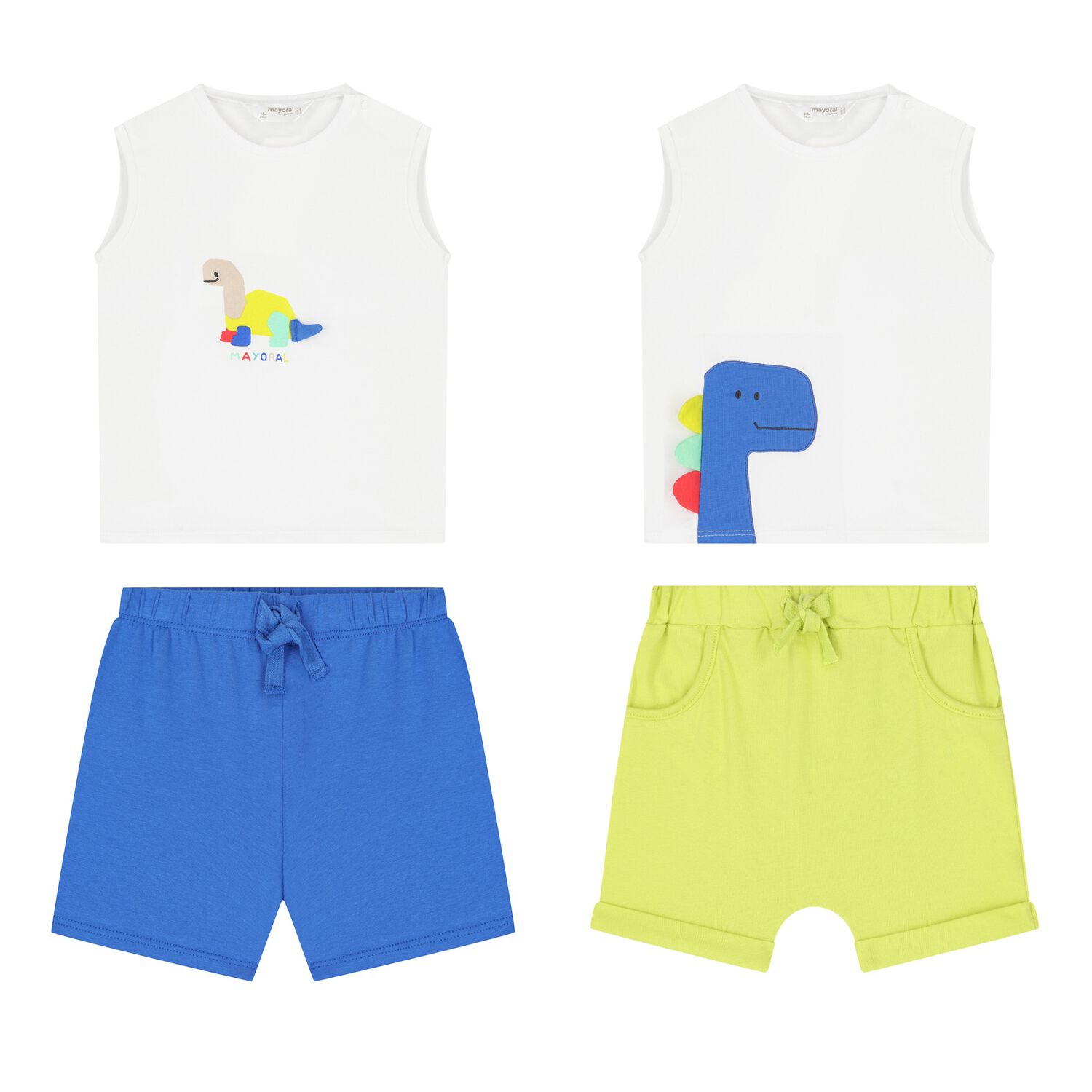 Baby Boys Blue Dino Cotton Shorts Sets ( 2-Pack ), 2, hi-res